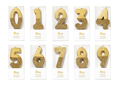Talking Tables BDAY-CANDLE-GLD-5 We Heart Birthdays Glitter Number Candle 5, Dorado, Height 8 cm, 3"