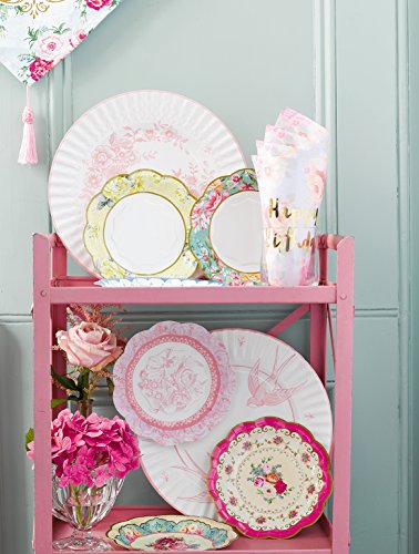 Talking Tables platos vendimia con detalle floral en 6 colores diferentes “Truly Scrumptious’ ‘TS6’ Cartón. Multicolor.