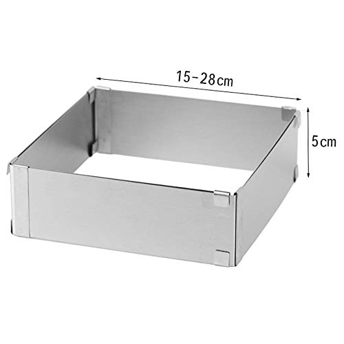 TAMUME Cuadrado Ajustable y Rectactable Acero inoxidable Molde De Hornear Con Divisor, Varía de 15 * 15 * 5cm a 27.5 * 27.5 * 5 cm (Cuadrado)