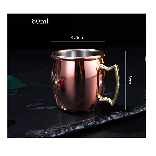 Tangger 2PCS Shot Glasses Moscow Mule Mugs Oro Rosa 60 ML,Mini Copa de Vino Acero Inoxidable Moscow Mule Set Revestimiento de Cobre para Inicio Bar Regalos de Fiesta