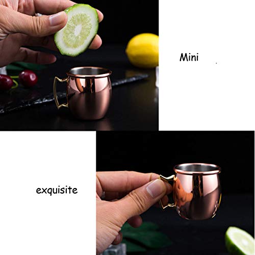 Tangger 2PCS Shot Glasses Moscow Mule Mugs Oro Rosa 60 ML,Mini Copa de Vino Acero Inoxidable Moscow Mule Set Revestimiento de Cobre para Inicio Bar Regalos de Fiesta