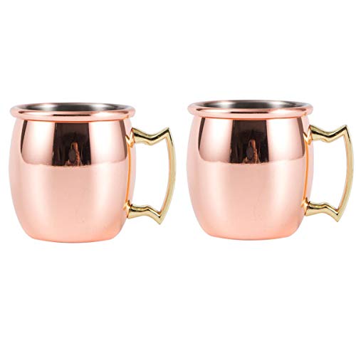 Tangger 2PCS Shot Glasses Moscow Mule Mugs Oro Rosa 60 ML,Mini Copa de Vino Acero Inoxidable Moscow Mule Set Revestimiento de Cobre para Inicio Bar Regalos de Fiesta