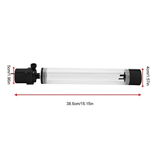 Tanque de enfriamiento de agua con bomba, computadora acrílica DIY Tanque de enfriamiento de agua Depósito del cilindro 19W Bomba G1/4, Intercambiador de calor de refrigeración de la CPU(300mm)