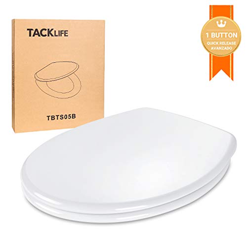 Tapa WC Universal, TACKLIFE TBTS05B Asiento de Inodoro en Forma de O con Liberación Rápida Tapa de Inodoro con Cierra Suave y Silencioso Fácil de Instalación y Limpieza