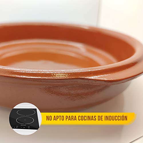 TAPAS & ENVASES RIOJA Cazuela Barro para Horno induccion microondas recipientes para Horno Olla de Barro Apta para vitroceramicas cazuelas de Cocina (1 Unidad)