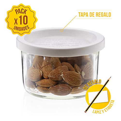 TAPAS & ENVASES RIOJA Weck Tarros Cristal Botes con Tapa de clipar para conservas sin bpa Tarro hermetico de Cocina para congelador microondas Pack de 10 tarros Weck de 200 Ml