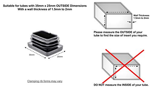 Tapas rectangulares de plástico para colocar en los pies de muebles, para puertas de metal, aluminio, sillas, armarios, etc