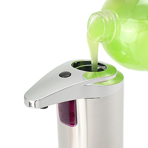 TAPCET 280ml dispensador de jabón Automático,Dispensador de líquidos,Dispensador automático de jabón de Acero Inoxidable Acero Inoxidable Cromo ABS