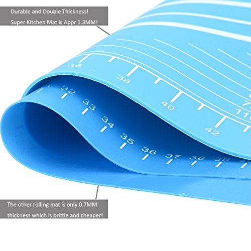 Tapete de Silicona Extra Grande para pastelería con Medidas 65×45 cm, Tapetes para amasar y hornear, Tapete para Pasta/ Pizza/ Torta/ Pastel/ Galletas/ Pan/ Fondant, Resistente al calor, sin BPA