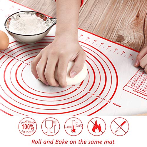 Tapete de Silicona para Hornear 3 Pcs, PAKASEPT Baking Mat Grande Antiadherente (60x40 cm), Material de grado alimenticio de la FDA, Limpieza fácil, Lámina de horno para Macaron