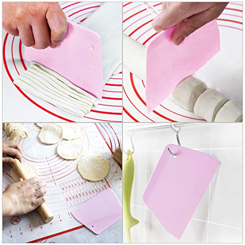 Tapete de Silicona para Hornear y Amasar la Masa, Raspador de Regalo y Cepillo de pastelería, Baking Mat con Medidas, Libre de BPA, para Hacer Fondant Pizza Dough Tarta, 60 x 40 cm