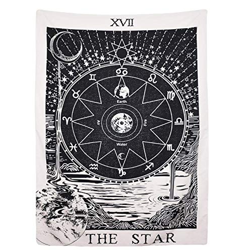 Tapiz "Tarot" de Amknn, con imagen de la luna, las estrellas y el sol; para colgar en la pared