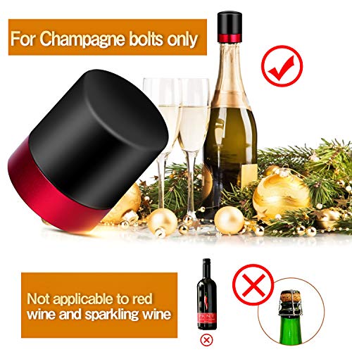 Tapón para botella de champán, 2 unidades, de acero inoxidable, sellador de botellas de vino de Prosecco, cava, accesorios de regalo para champán, silicona, Rojo+Azul