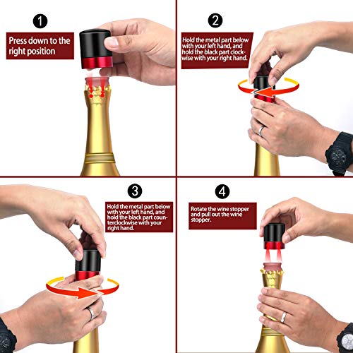 Tapón para botella de champán, 2 unidades, de acero inoxidable, sellador de botellas de vino de Prosecco, cava, accesorios de regalo para champán, silicona, Rojo+Azul