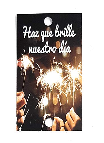 Tarjetas para bengalas, Haz que brille nuestro día, para tus invitados de boda (texto en español)