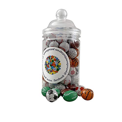 Tarro espiral de 300 g de bolas deportivas de chocolate envueltas individualmente