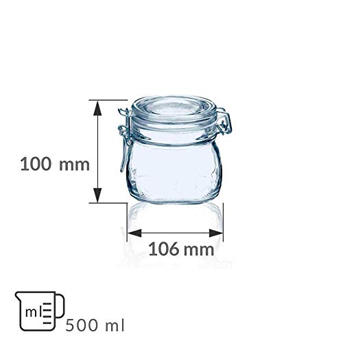 tarros cristal cocina bote con cierre hermetico con tapa Pack de 6 botes para alimentos menaje de cocina tarro con cierre manual de aluminio ideal para conservas alimentos kombucha (6x-500Ml)