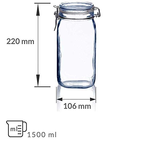 tarros cristal cocina pack de 3 botes con cierre hermetico con tapa bote para alimentos menaje de cocina tarro con cierre manual de aluminio ideal para conservas alimentos kombucha(1500ml)