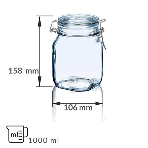 Tarros cristal cocina pack de 3 botes con cierre hermetico con tapa bote para alimentos menaje de cocina tarro con cierre manual de aluminio ideal para conservas alimentos kombucha(1000ml)