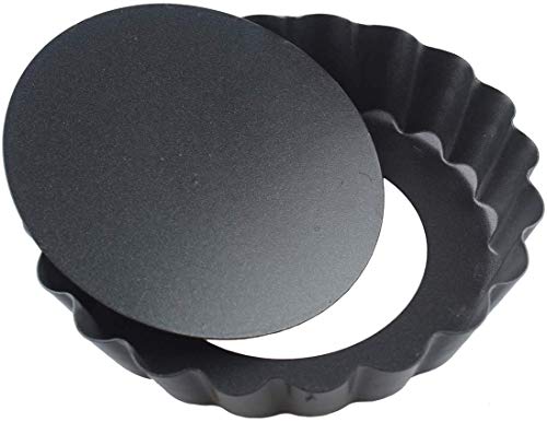 Tartaletas,Moldes para magdalenas,Moldes para galletas,Molde para Tartaletas Antiadherentes Molde para Mini Quiche,extraíble Loose Bottom Tart Pie,Tarta,Juego de 6, 10 cm