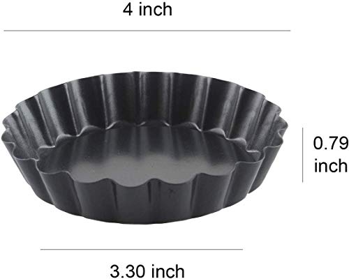 Tartaletas,Moldes para magdalenas,Moldes para galletas,Molde para Tartaletas Antiadherentes Molde para Mini Quiche,extraíble Loose Bottom Tart Pie,Tarta,Juego de 6, 10 cm