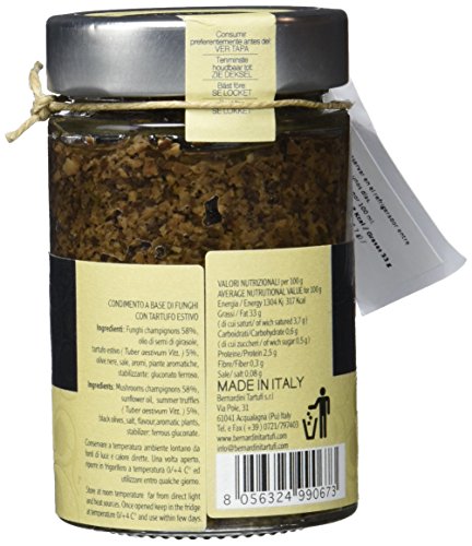 “Tartufata”, Salsa de trufa negra de verano (Tuber aestivum Vitt.) y setas 180gr, Producto típico italiano - Bernardini Tartufi