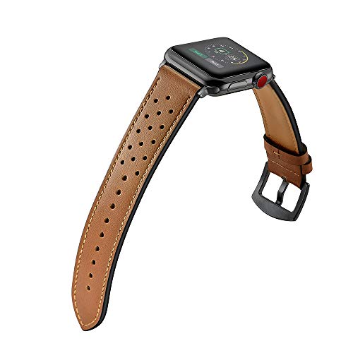 Tasikar para Correa Apple Watch 42mm 44mm Diseño de Cuero Genuino Compatible con Apple Watch SE Series 6 Series 5 Series 4 (44mm) Series 3 Series 2 Series 1 (42mm) - Marrón