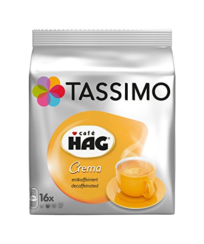 Tassimo Café HAG Crema Decaffeinato Cápsulas de Café - 5 Paquetes (80 Porciones)