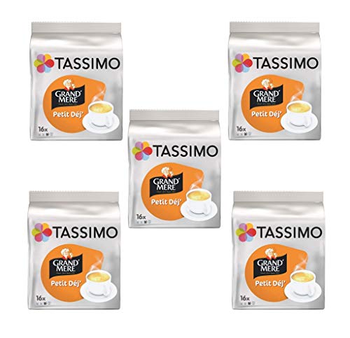 TASSIMO Grand Mere Petit Dejeuner - Cápsulas de café, paquete de 5 discos T, 80 bebidas