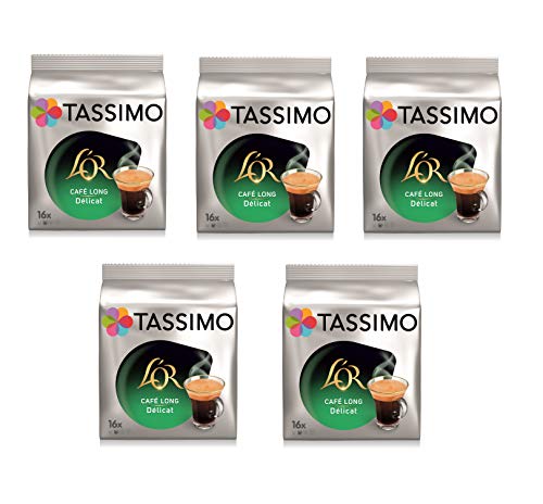 TASSIMO L'Or Café Long Délicat - 5 paquetes de 16 cápsulas: Total 80 unidades