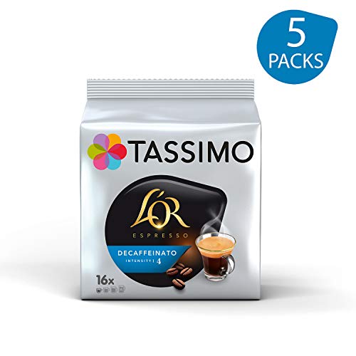 Tassimo L'OR Espresso Decaffeinato Cápsulas de Café - 5 Paquetes (80 Porciones)
