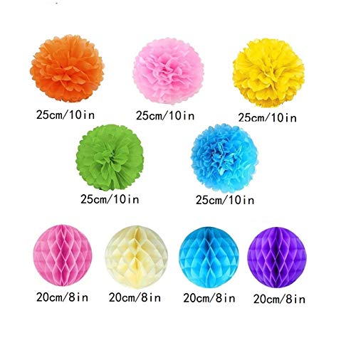 TATAFUN 24 Piezas Decoración Fiesta Abanicos de Papel Flores Pompom Bolas de Nido de Abeja Guirnaldas para Celebración Fiesta de Cumpleaños Bodas Carnaval Mexicano