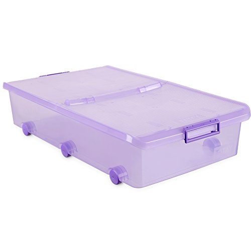 Tatay - Caja de Almacenaje Multiusos Bajo Cama con Tapa y Ruedas de 63 L de Capacidad. Plástico Polipropileno Libre de BPA. Forma Rectangular, Medidas 45 x 78 x 18 cm (L x An x Al)