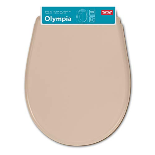 Tatay Olympia - Asiento y Tapa de WC Universal para el Inodoro. Adaptable y Fácil de Instalar. Hecha de Plástico Polipropileno. Medidas (L x An x Al) 35,50 x 5 x 45,6 cm, Peso de 1,3 kg.