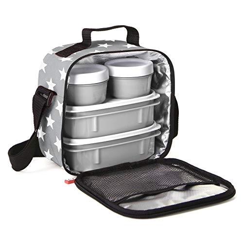 TATAY Urban Food Casual - Bolsa térmica porta alimentos con 4 tapers herméticos incluidos, 3 litros de capacidad, Gris, 22.5 x 10 x 22 cm