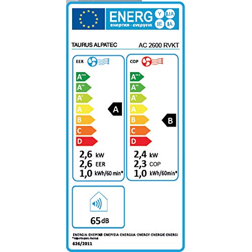 Taurus AC 2600 RVKT - Aire acondicionado port?til, 4 en 1: calor, fr?o, deshumidificador y ventilador, silencioso, temporizador, mando a distancia, kit ventana, 9000 BTU - con calor, blanco