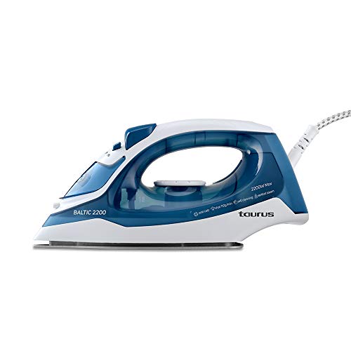 Taurus Baltic 2200 – Plancha 2200W, Suela Silver, Gran Deslizamiento, Golpe de Vapor de 110 g/min, Cable abatible, Sistema antical, ELECTRÓNICOS, Azul/Blanco