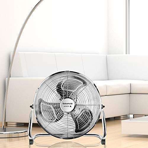 Taurus Sirocco 18 - Ventilador circulador de aire, 3 velocidades, 3 hélices metálicas, 45 cm de diámetro, inclinación ajustable, 120 W, rejilla extraíble, silencioso, base antideslizante