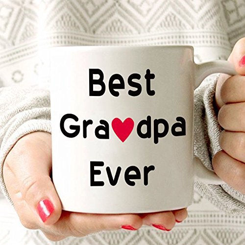 Taza de café con texto en inglés"This Might be Wine Christmas Gifts Best Grandpa", ideal para regalos de Navidad o cumpleaños para abuelo, abuelo, abuelo, abuelo, porcelana, color blanco, 354 ml