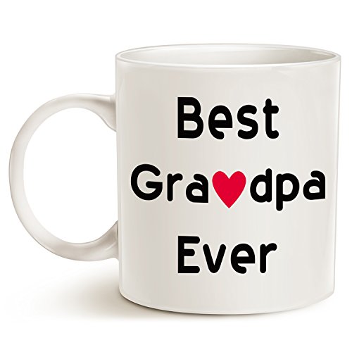 Taza de café con texto en inglés"This Might be Wine Christmas Gifts Best Grandpa", ideal para regalos de Navidad o cumpleaños para abuelo, abuelo, abuelo, abuelo, porcelana, color blanco, 354 ml