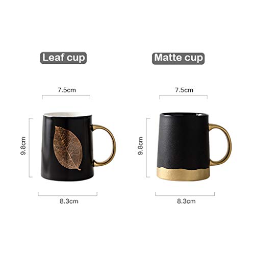 Taza de café de Oro Negro/Taza de Leche for Desayuno, cocción a Alta Temperatura, Porcelana Saludable, Adecuada for Estudiantes, Trabajadores, 340 ml, Superficie Mate Lisa Opcional