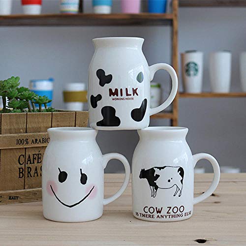 Taza de cerámica 250 ml Patrón de vaca creativa Pareja de dibujos animados única Taza de café Taza de leche Taza de té al por mayor @ 03