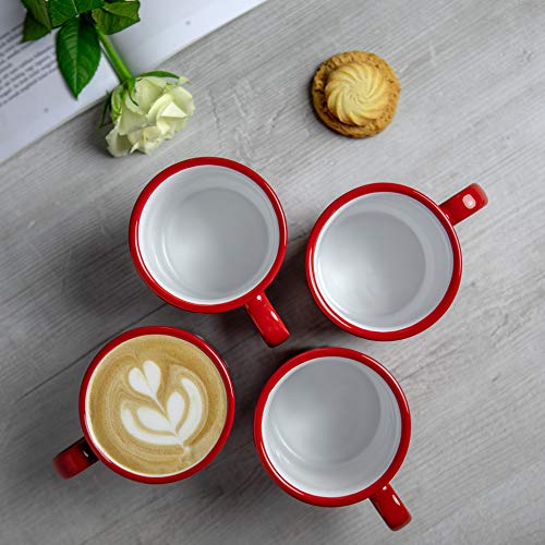 Taza de cerámica hecha a mano con lunares rojos y blancos extra grande de 500 ml | Chocolate caliente, café, té, taza con asa, regalo único de diseñador para los amantes del té de City to Cottage