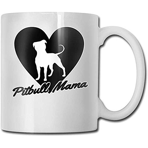 Taza de cerámica Pitbull Mom Tazas de café divertidas Taza de viaje de cerámica Taza de té 330ml (Blanco)