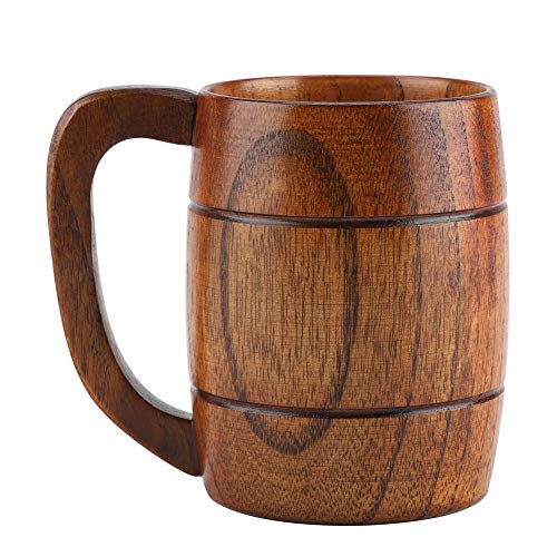 Taza de cerveza de madera natural de 350 ml, taza para beber café de té, accesorios para bar, ideas para regalos