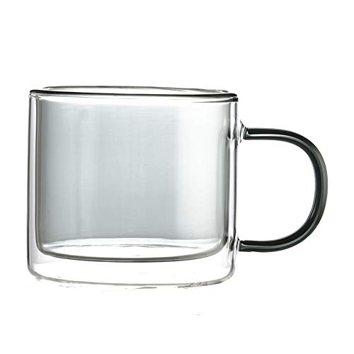 Taza de cristal doble tazas de café resistentes a altas temperaturas con mango para el jugo de leche de té de café, 250ml/8.5oz