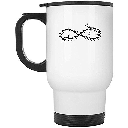 Taza de viaje de café Zudrold Love Great Dane Infinity, taza de viaje (taza blanca)