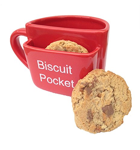 Taza grande de Simply Mugs con bolsillo para galletas, roja