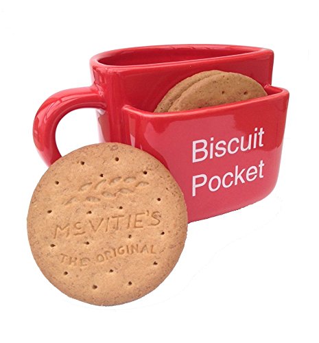 Taza grande de Simply Mugs con bolsillo para galletas, roja