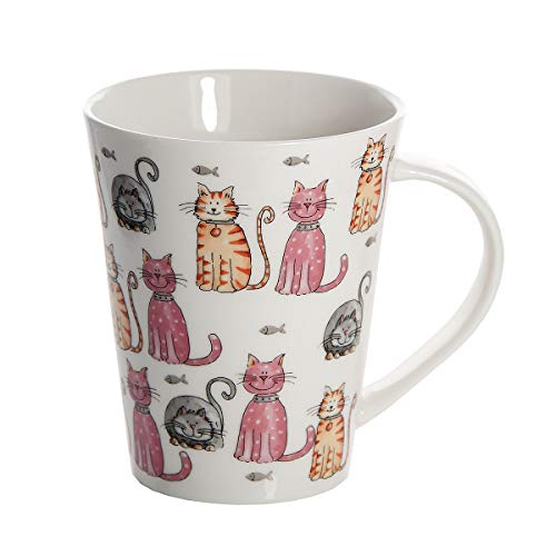 Taza Mug de cerámica Porcelana para café té, Tazas Desayuno Originales Grandes Decorativas diseño de Gato Regalo para Gato y Amante de los Animales Cat Design Mug Gift for Animal Lovers